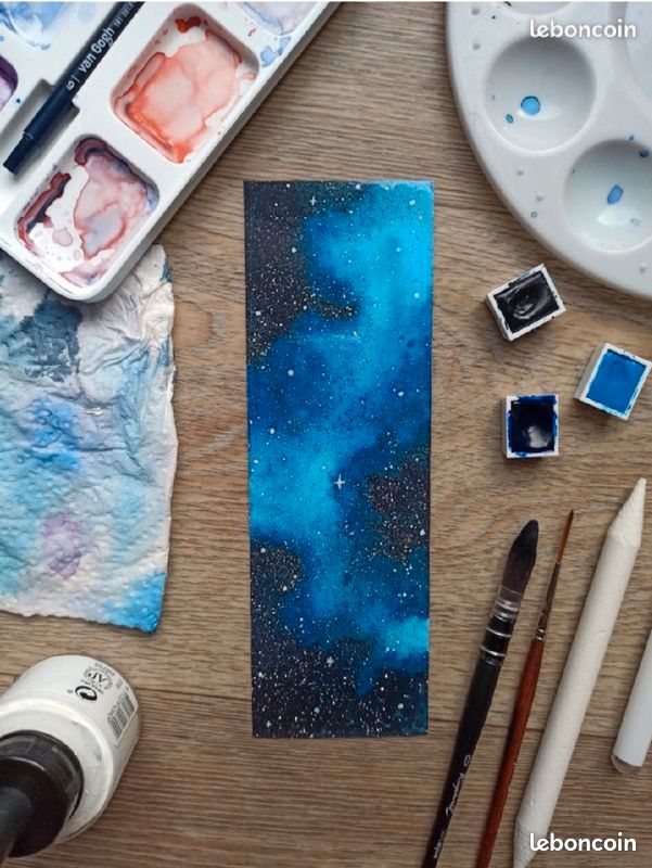Marque page aquarelle galaxie (image 1)