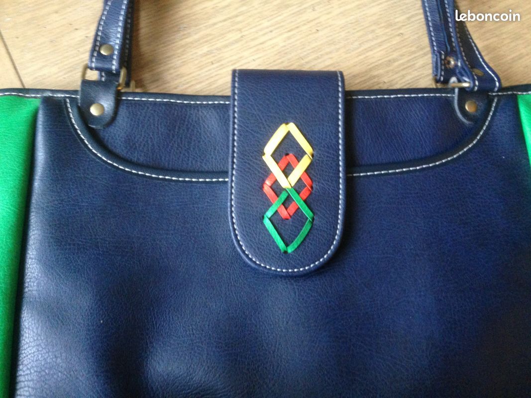 Sac à main cuir bleu marine (image 3)
