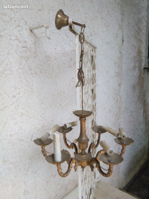 Ensemble 1 lustre et 2 appliques bronze et pampilles (image 18)