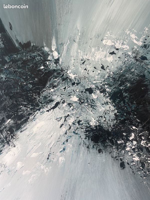 Tableau abstrait noir & blanc – 80x50x1 – Cécile Castelain (2023) TA004 (image 6)