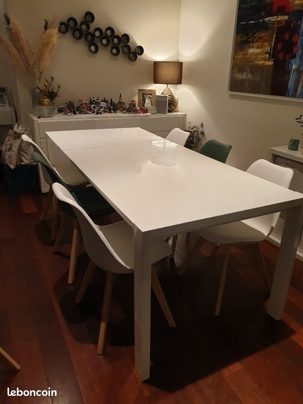 Table blanc laqué avec rallonge (image 3)