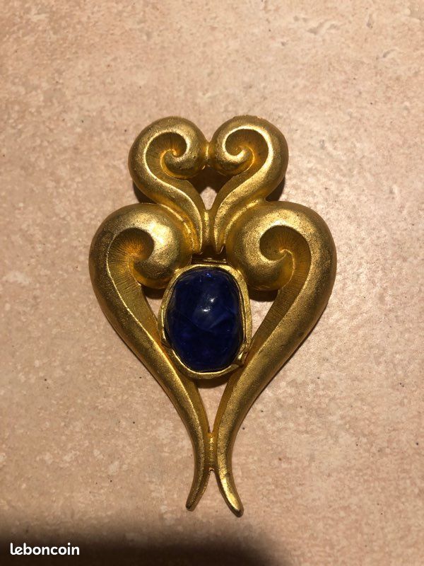 BROCHE ANCIENNE EN Laiton - Décor D'un Paysage En Émail - Années 30 EUR 30,00 - FR