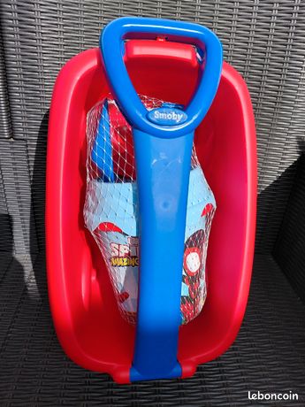 Chariot De Plage Spidey Garni Avec Accessoires - Seau, Pelle, Râteau Et Moule