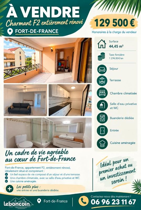 Appartement 2 pièces 44 m² · à Fort-de-France · 44,5 m² · 129 000 €