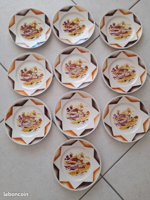 10 assiettes à dessert Longchamp décor vaches au pré (image 2)