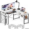 ODK Bureau d'angle, Bureau Angle Réversible avec Support de Moniteur, Bureau avec étagères de Rangement Blanc 137×102 cm (image 3)