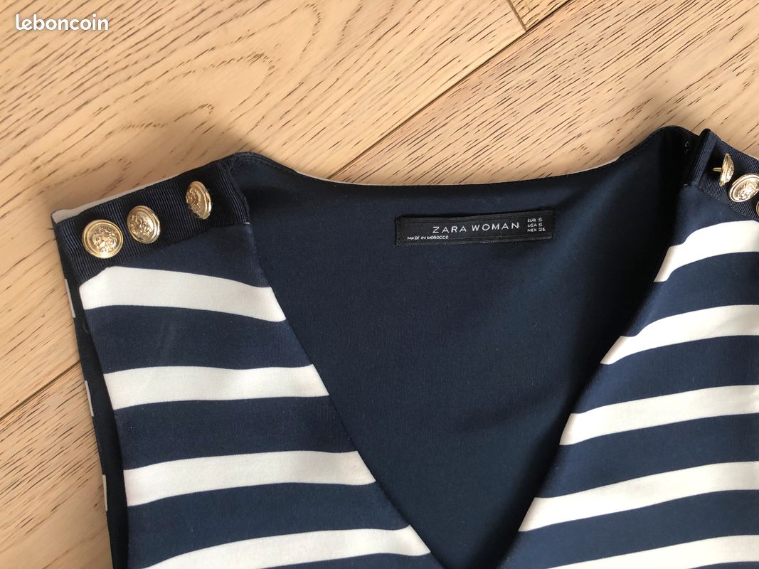 Robe rayée bleu et blanche marque ZARA Taille S Taille 38 (image 2)