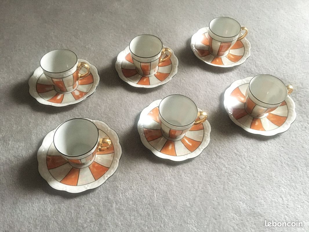 Ensemble vintage de 6 tasses à thé en porcelaine avec soucoupes (image 4)