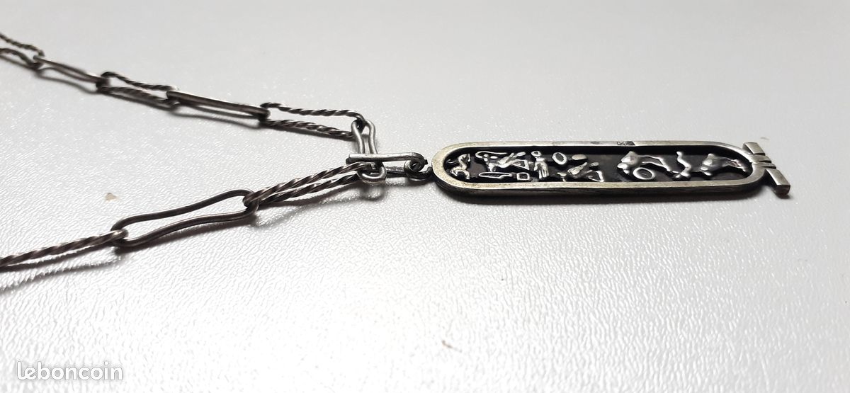 Argent Collier Pendentif Ankh égyptien En Argent Sterling 925 - Chaîne Gourmette 45,7 Cm, Avec Hiéroglyphes, Cadeau Boîte Collier Ankh