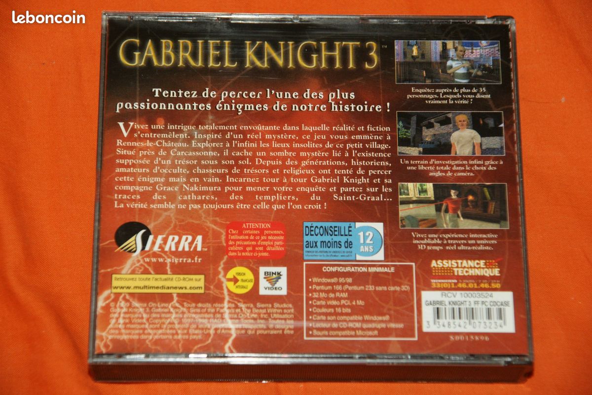 Jeu PC Gabriel Knight 3 Énigme En Pays Cathare - Big Box Sierra - Bon État