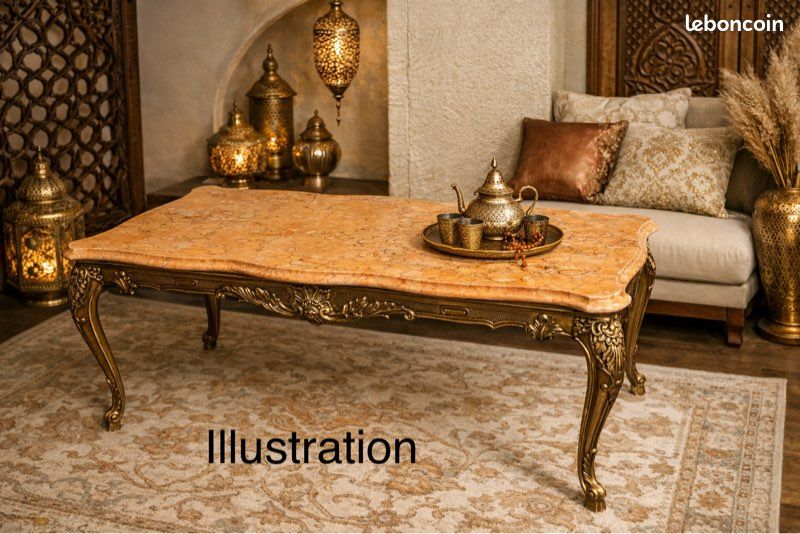 Table de salon bronze et marbre (image 1)