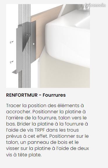 PLATINE DE RENFORT POUR MONTANT, FOURRURE et plaque de platre ...cloison ... (image 5)