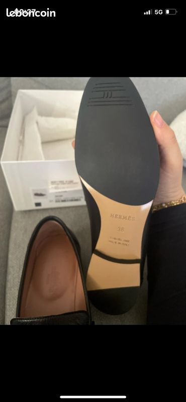 Moccasin Hermès noir argent taille 36 (image 5)