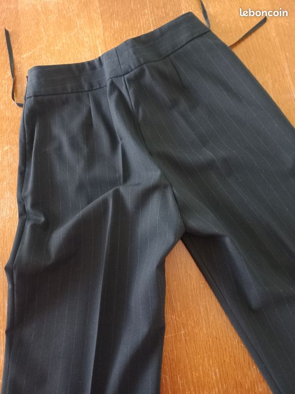 Pantalon Rayures Femme Alain Manoukian - Taille 36, Vert Et Blanc, Coton/polyester, Style Chino - Occasion Très Bon état