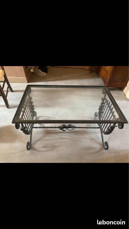 Table basse ferronnerie-verre (image 1)