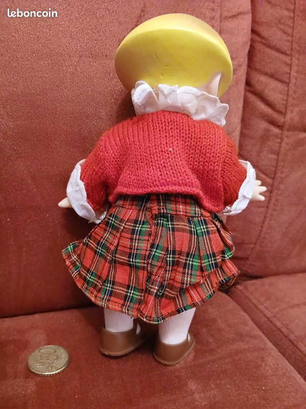 poupee corolle les triples la fille en robe grise noeud rouge tres chic