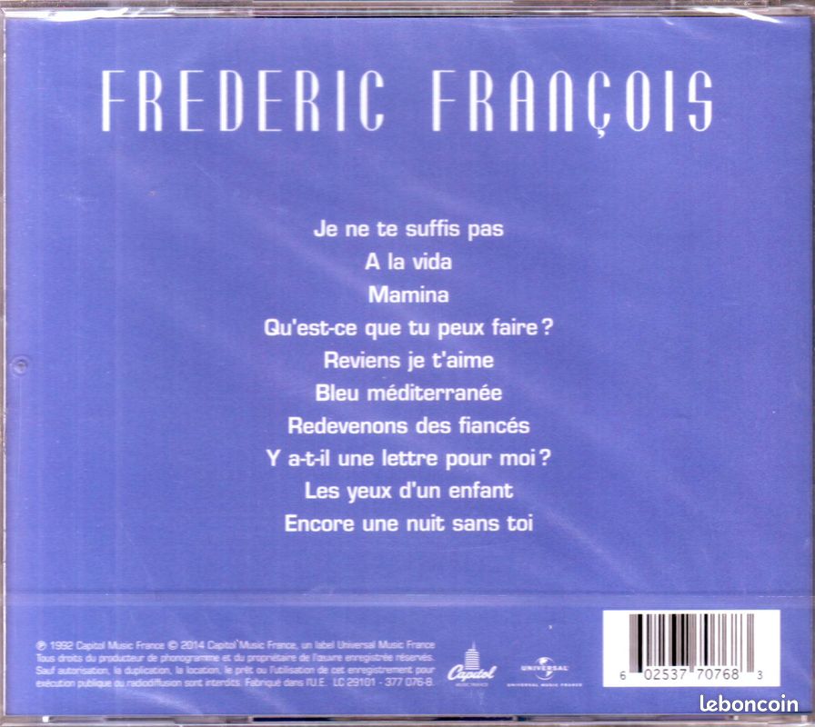 Frédéric François, Je ne te suffis pas ( cd album neuf sous blister 10 titres) (image 2)