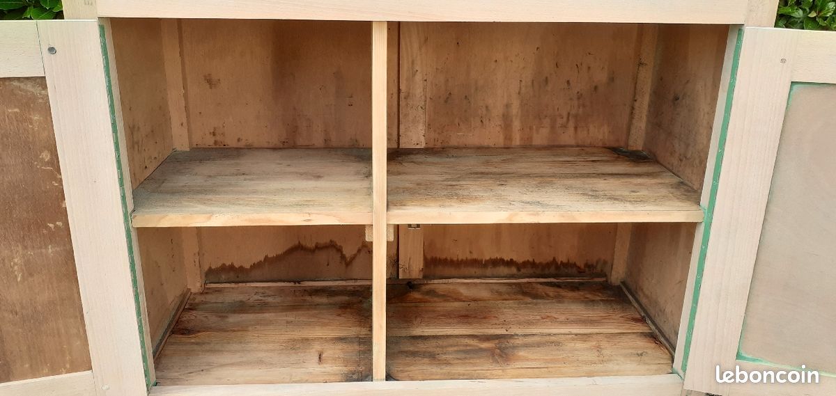 Buffet parisien 1 tiroir 2 portes hêtre massif bois brut (image 12)