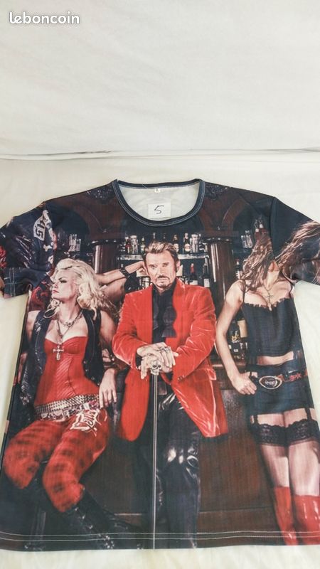T-shirt Johnny Hallyday - Homme - Taille L - Noir - Neuf Sans Étiquette