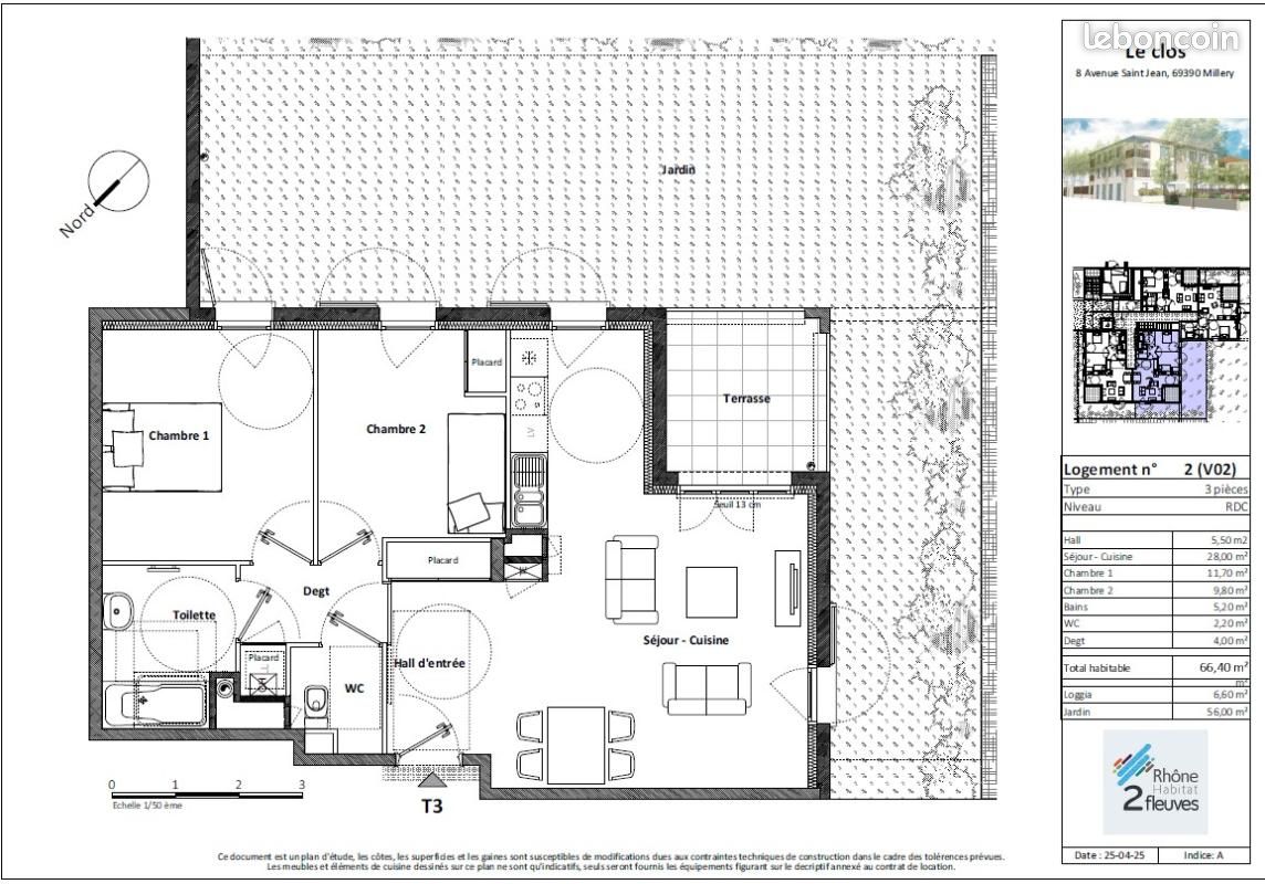Appartement 3 pièces 66 m² · à Millery · 66 m² · 892 €/mois