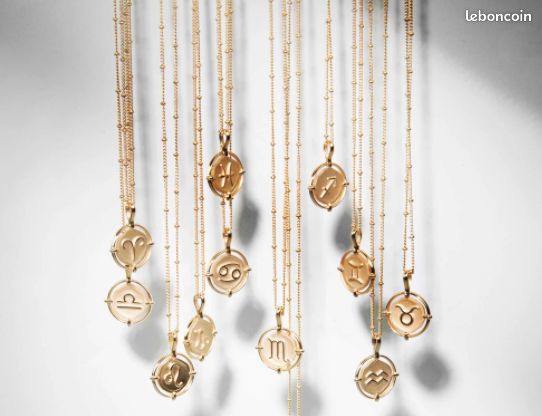 COLLIER DORE PENDENTIF SIGNE ASTRO BALANCE: Neuf (image 2)