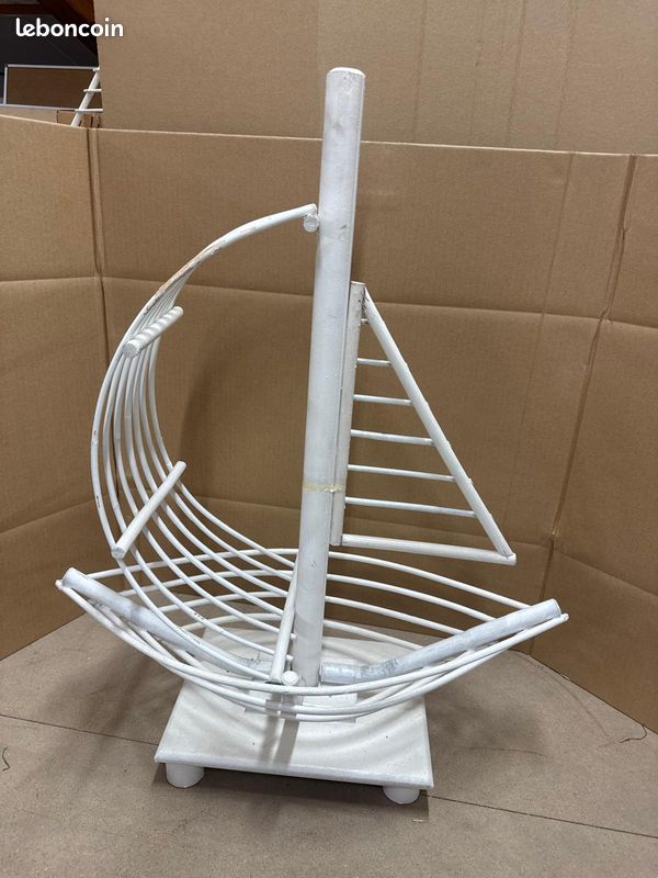 Décoration mariage baptême présentoir à dragées bateau voilier blanc (image 3)