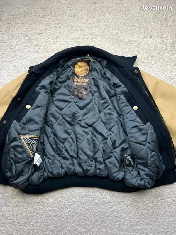Blouson Bomber Vintage Redskins En Laine - Taille M - Bleu - Occasion Très Bon état