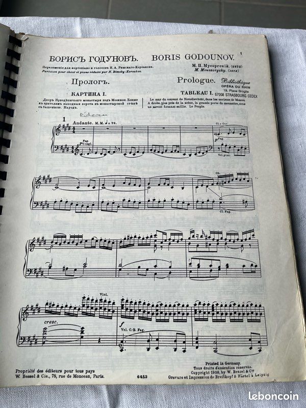 Boris Godounov opéra version française, partition opéra, Paris 1911 (image 11)