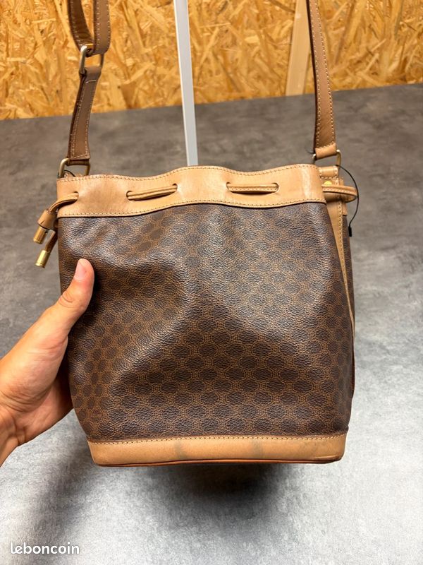 Sac seau en cuir marron Céline Paris monogram vintage 90s #90s (image 5)