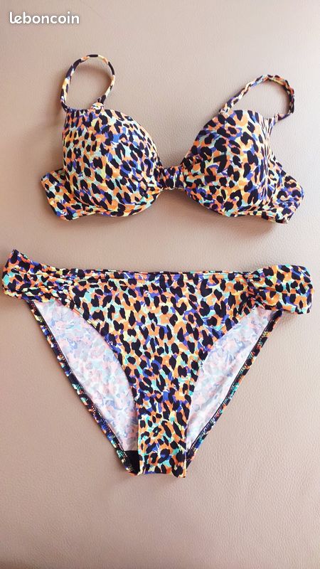 MAILLOT DE BAIN pièces Lycra imprimé multicolore Taille L