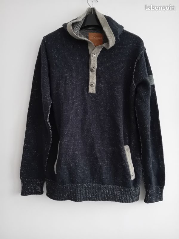 Pull avec capuche bleu et gris homme Casual by Gemo Taille M