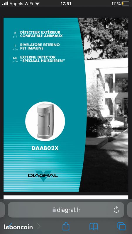 Détecteur extérieur diagral daabo2x animaux twin pass (image 1)