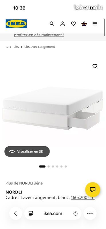 Sommier lit 160x200 IKEA NORDLI (image 3)
