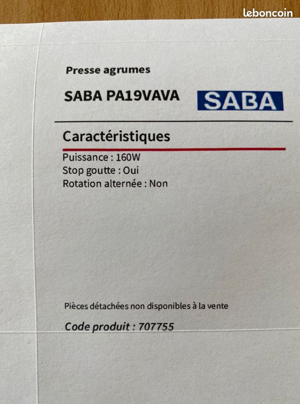 Extracteur SABA PA19VAVA 160W (image 4)