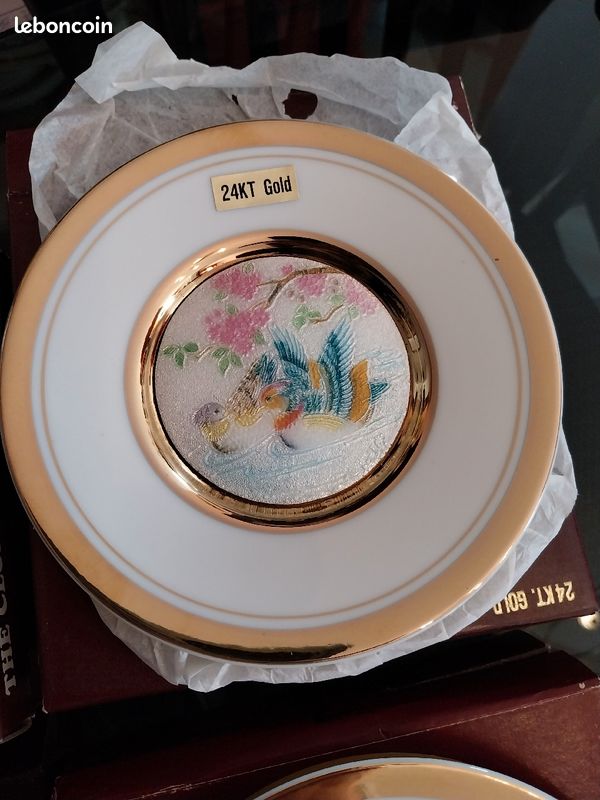 Au choix différentes petites assiettes de collection cloisonnées 24 carats Japan vintage 70 (image 3)