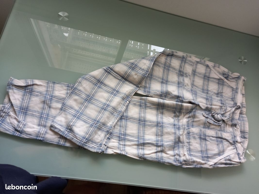 Pantalon pijama carreaux ecossais bleu blanc ETAM T38 (image 1)