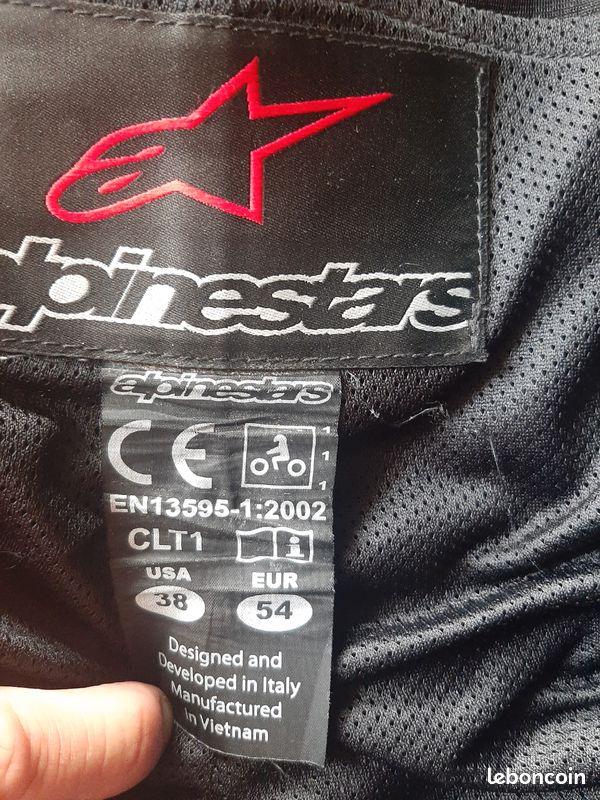 Combi cuir 2 pièces Alpinestar veste taille 56, pantalon taille 54 (image 2)