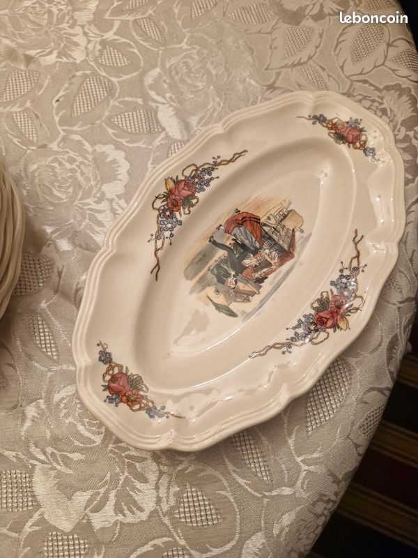 Service De Table Obernai Sarreguemines 53 Pièces – Faïence Alsacienne Traditionnelle – Occasion