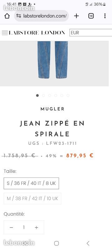Pantalon Blanc Thierry Mugler Taille 40 - Occasion En Très Bon état, Jamais Porté, Style Soirée