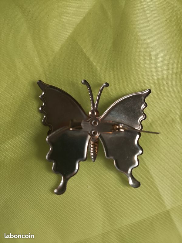 Broche Papillon Vintage émail Et Strass - Tons Automne, Bijou Rétro Unique
