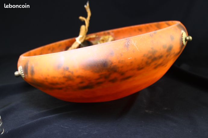Lampe Orange en verre de BIOT signée SABA - SA - Antiquités