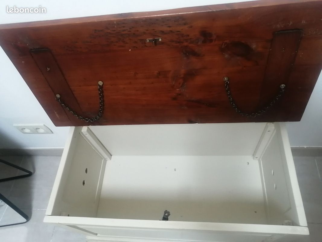 Coffre de rangement en bois, plateau chêne massif 80x44 cm (image 4)