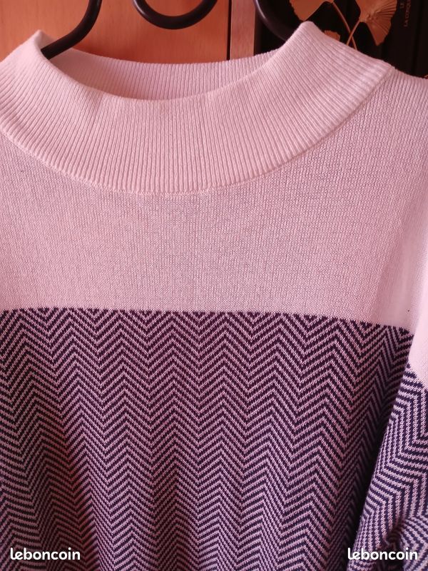 Pull bleu marine/blanc T48/50 (image 2)