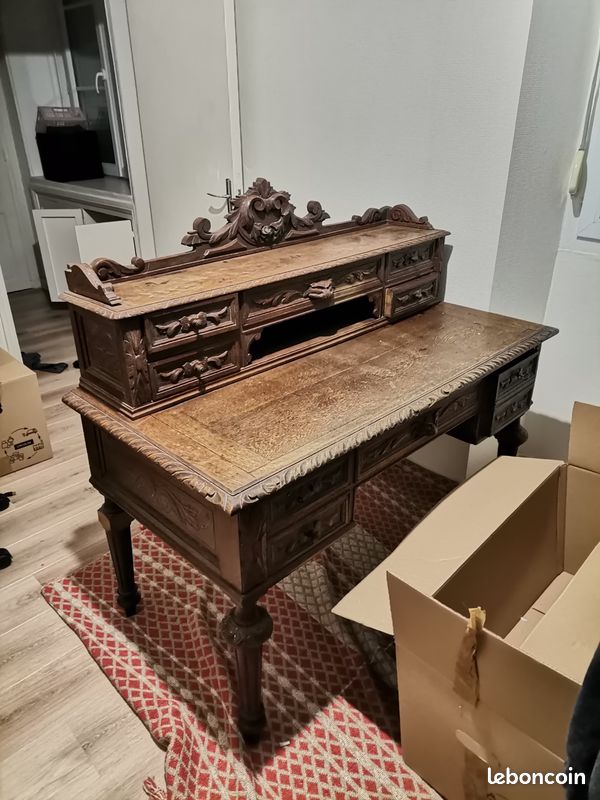Bureau ancien à gradin en chêne – fin XIXᵉ siècle – très bon état (image 2)