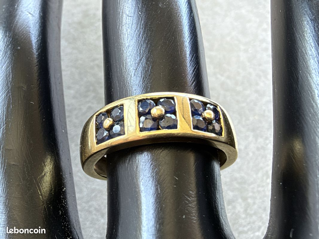 Belle bague en or massif 18 carats et saphirs bleus - taille 51 (image 4)