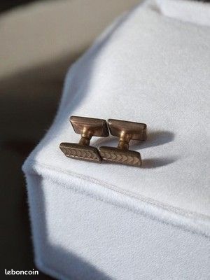 Paire De Boutons De Manchette Vintage Anciens – Accessoire Rétro Pour Chemise, Occasion En Bon état