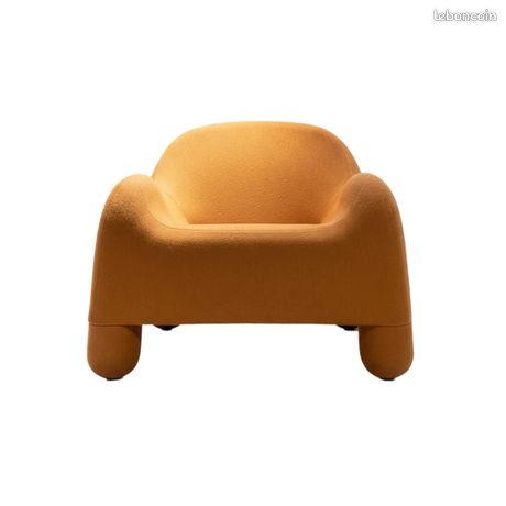 Fauteuil Zanotta Cuir Blanc Cassé – Large 85cm, Housse Amovible