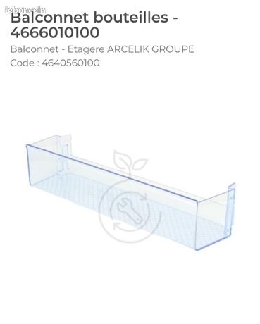 Balconnet Porte-bouteilles D'origine Pour Réfrigérateur Beko - Référence 4640560100, Dimensions 430x115x90 Mm