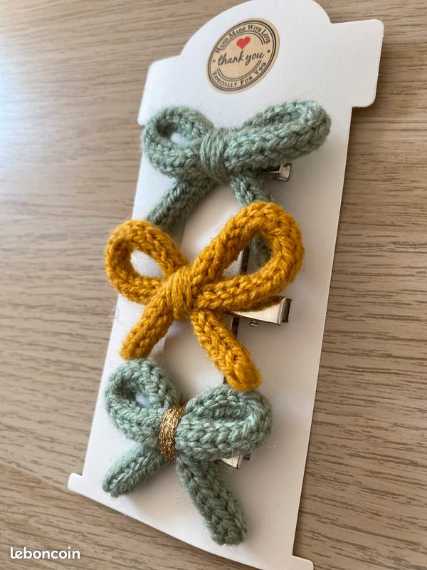 Lot de 3 Barrettes à cheveux noeud simple (image 4)