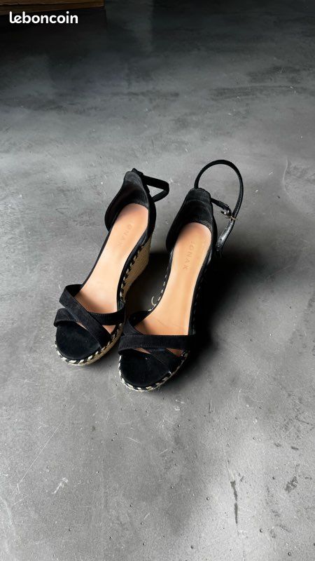 Jonak Compensées Mules CompensÃ©es Noires Sandales Compensées à